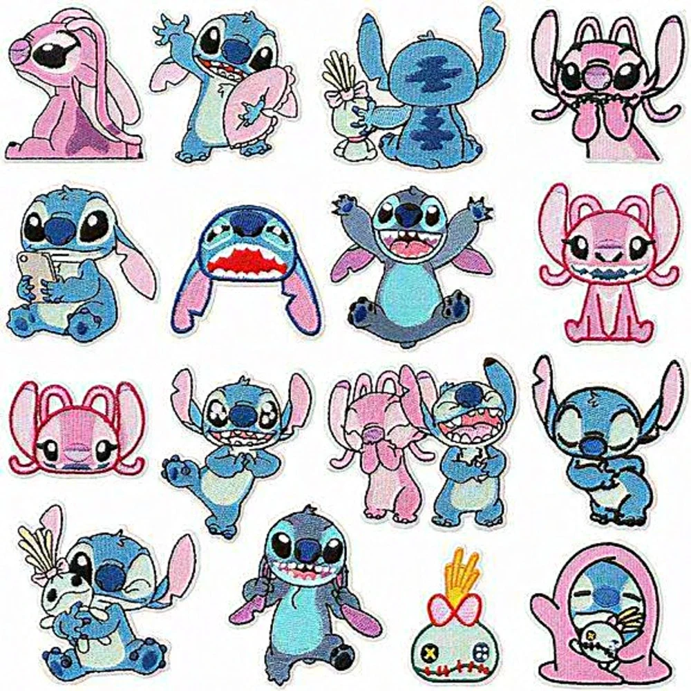 16 Pieces Stitch Iron on Anime Embroidered Applique Patches - Picture 1 of 6